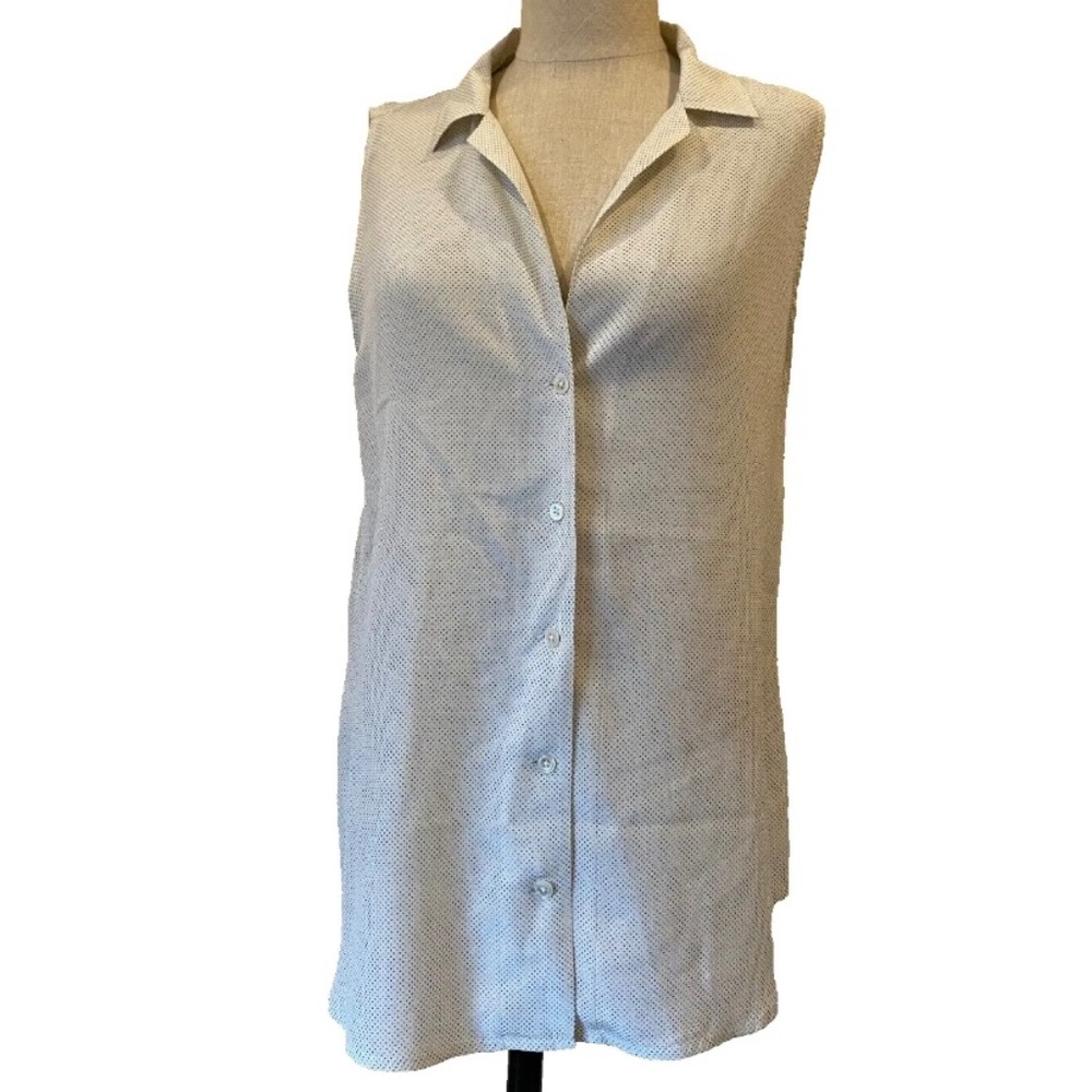 Equipment Sleeveless Button Front Silk Blouse